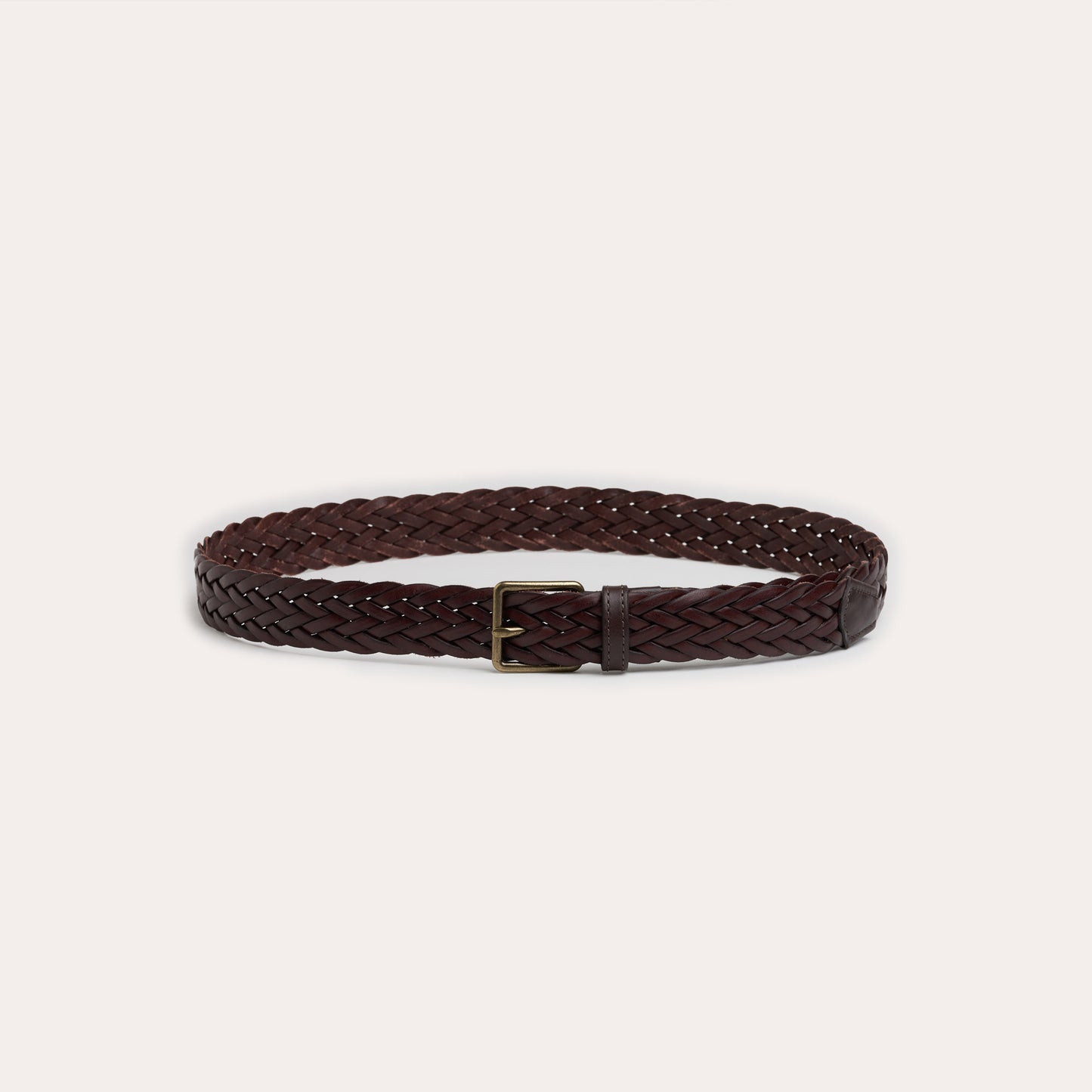 Brown braided Italian leather belt