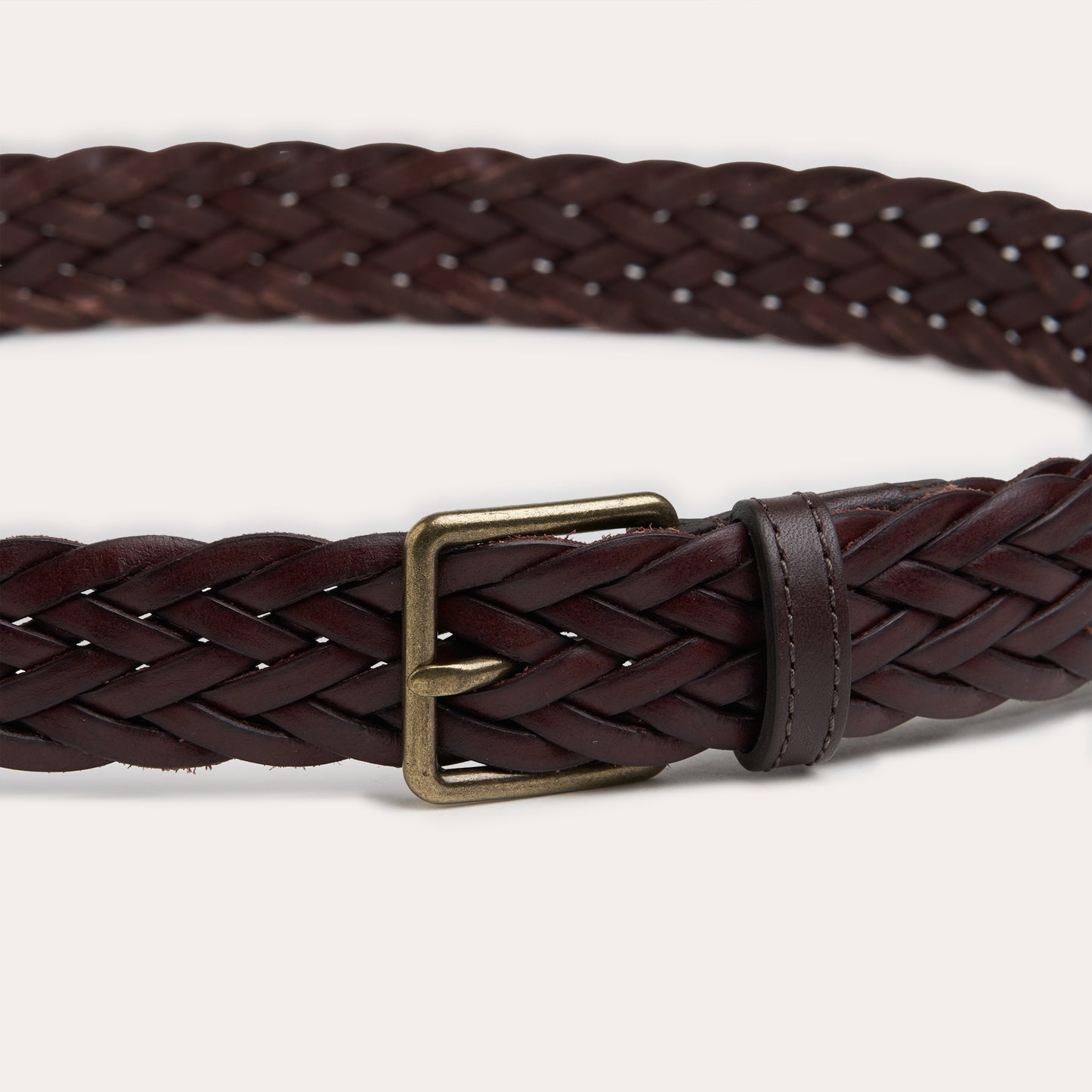 Brown braided Italian leather belt