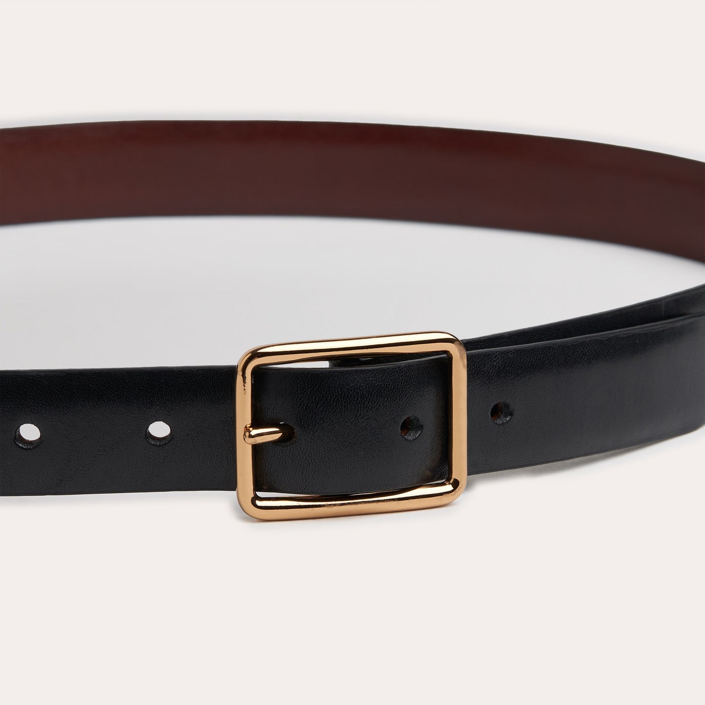 Ceinture réversible noire et bordeaux en cuir de vachette