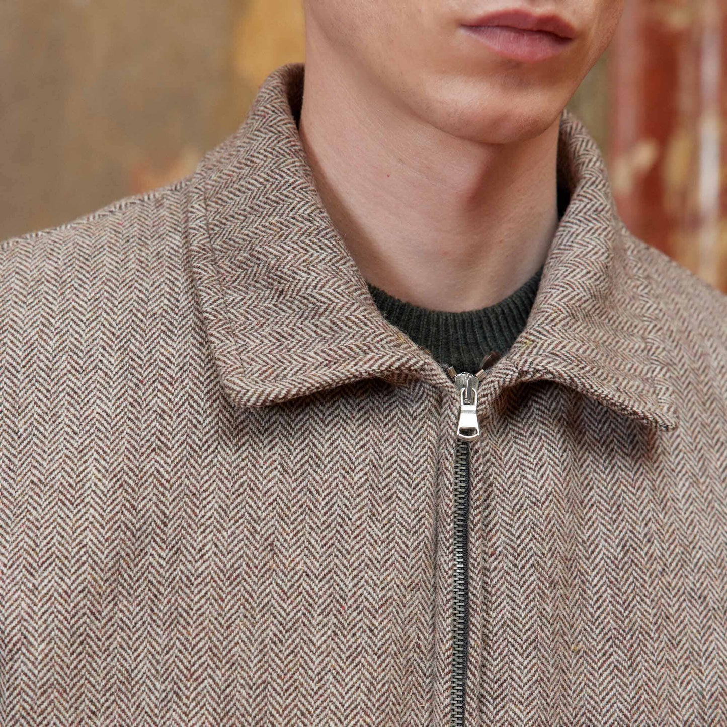 Brown herringbone wool jacket