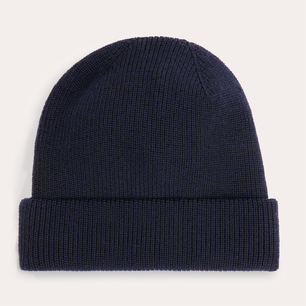 Navy Merino Wool Beanie