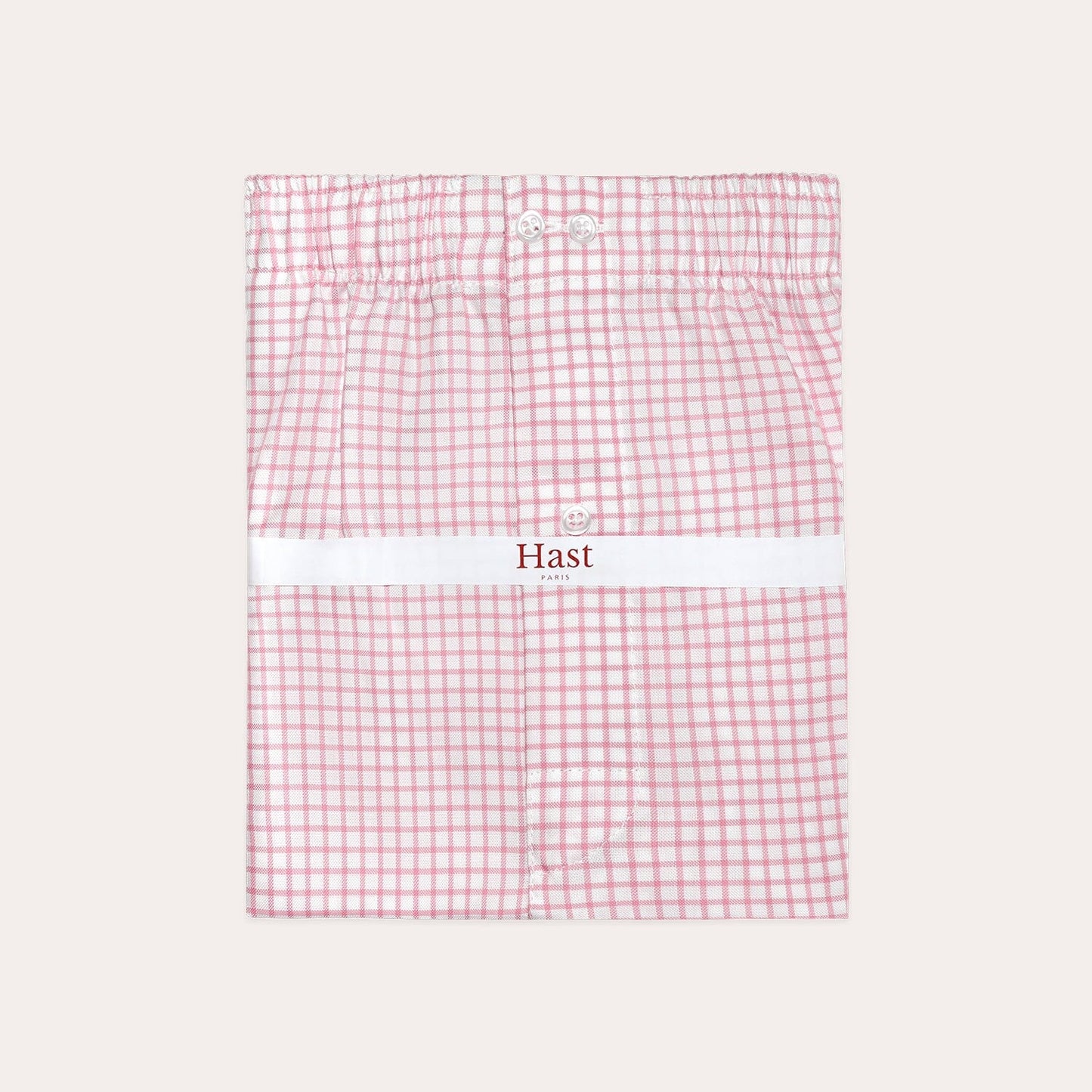 Upcycled pink check boxer shorts