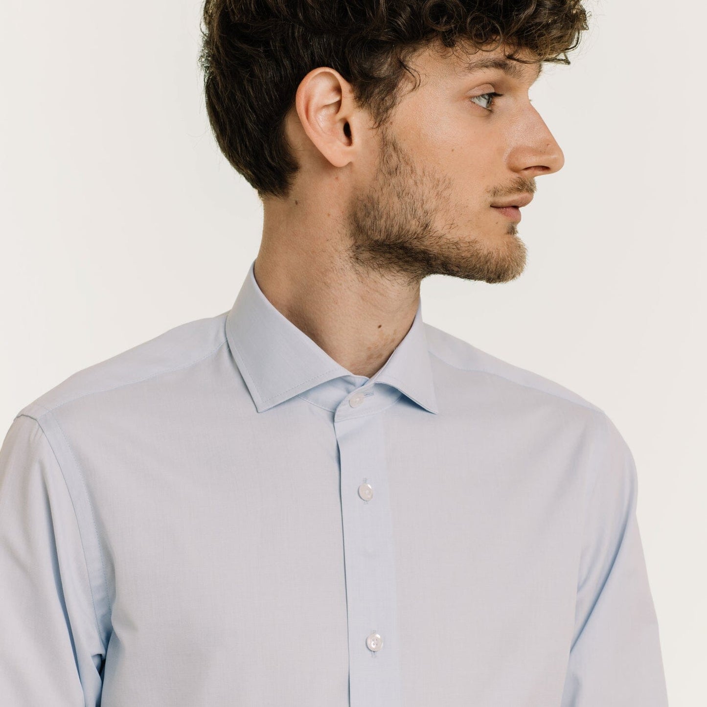 Chemise cintrée double retors bleu ciel