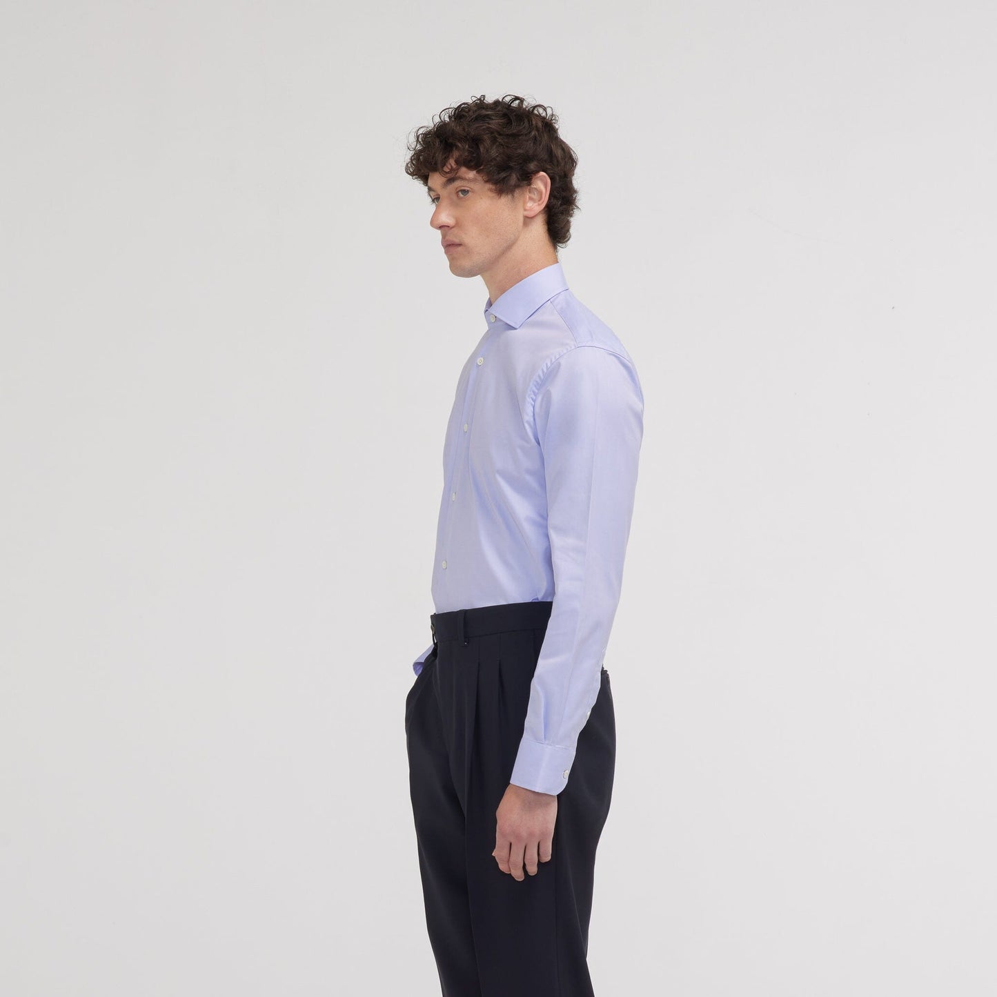 Premium fitted shirt in blue double-twisted twill