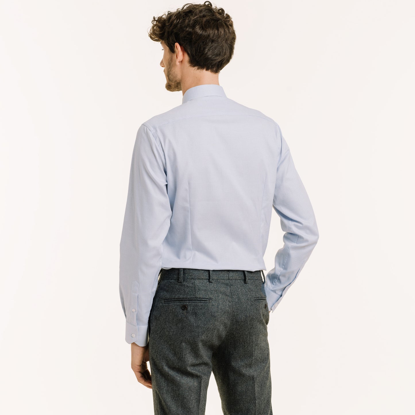 Chemise cintrée en royal oxford bleu pied-de-puce