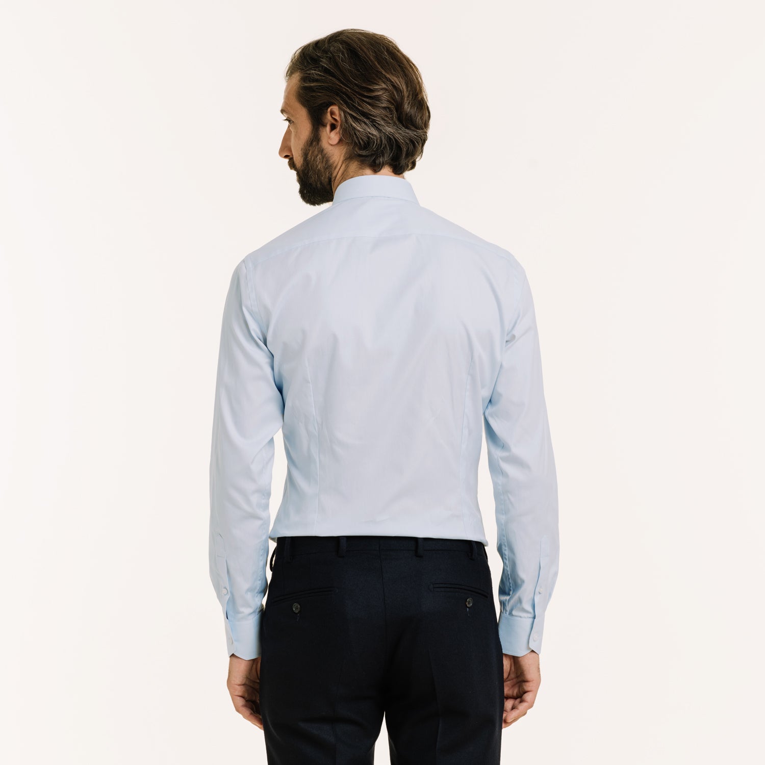 Chemise cintrée en oxford double retors bleu ciel