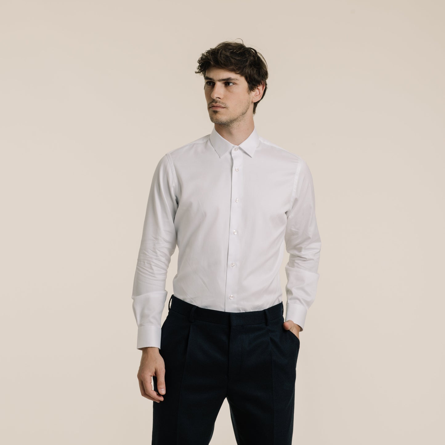 White double-twisted dobby fitted shirt