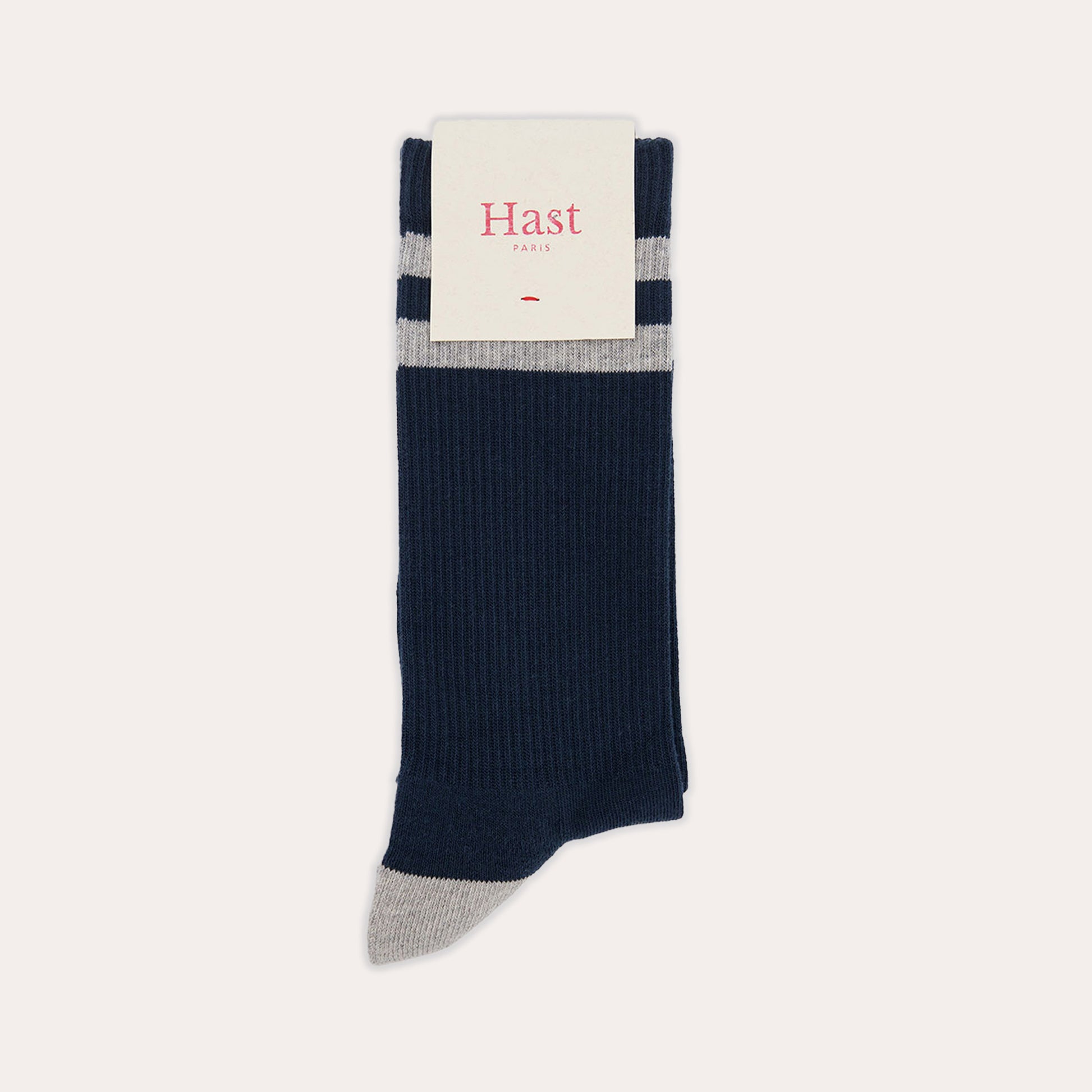 Chaussettes rayées marine et grises