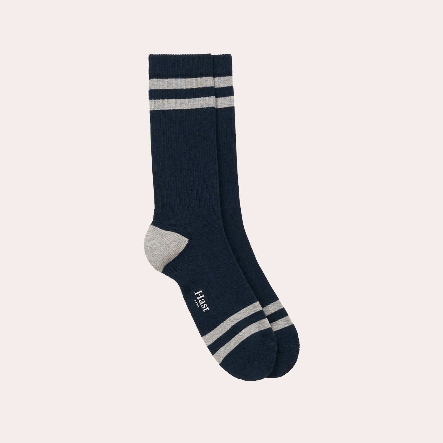 Chaussettes rayées marine et grises