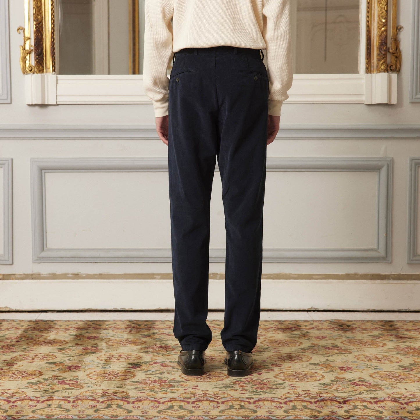 Navy velvet chinos