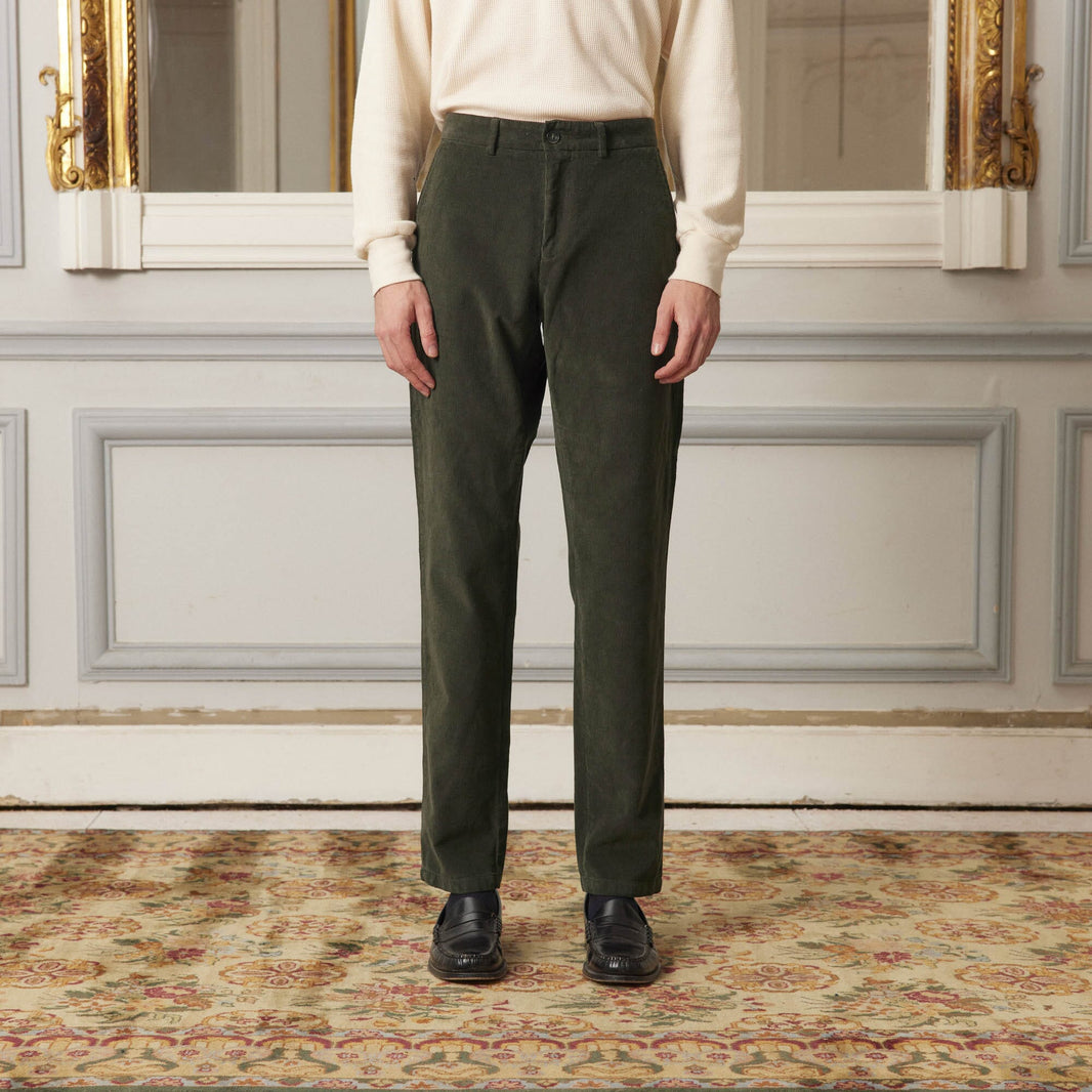 Green velvet chinos