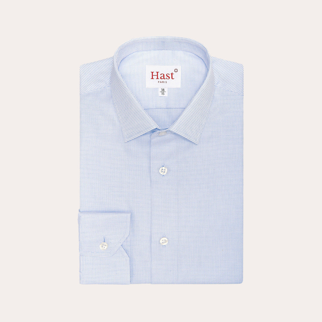 Chemise cintrée en royal oxford bleu pied-de-puce