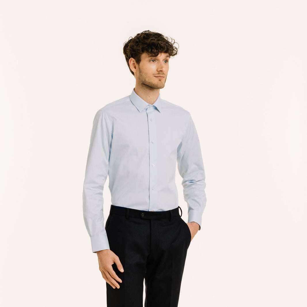 Chemise en oxford double retors bleu ciel