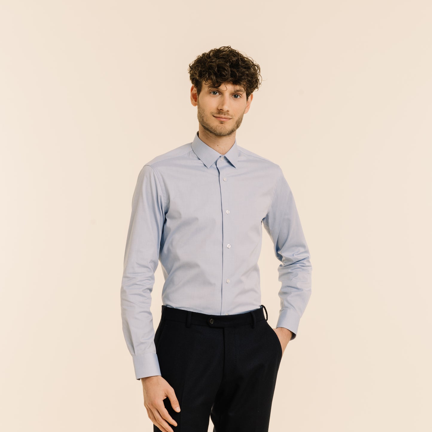 Chemise en oxford double retors bleue