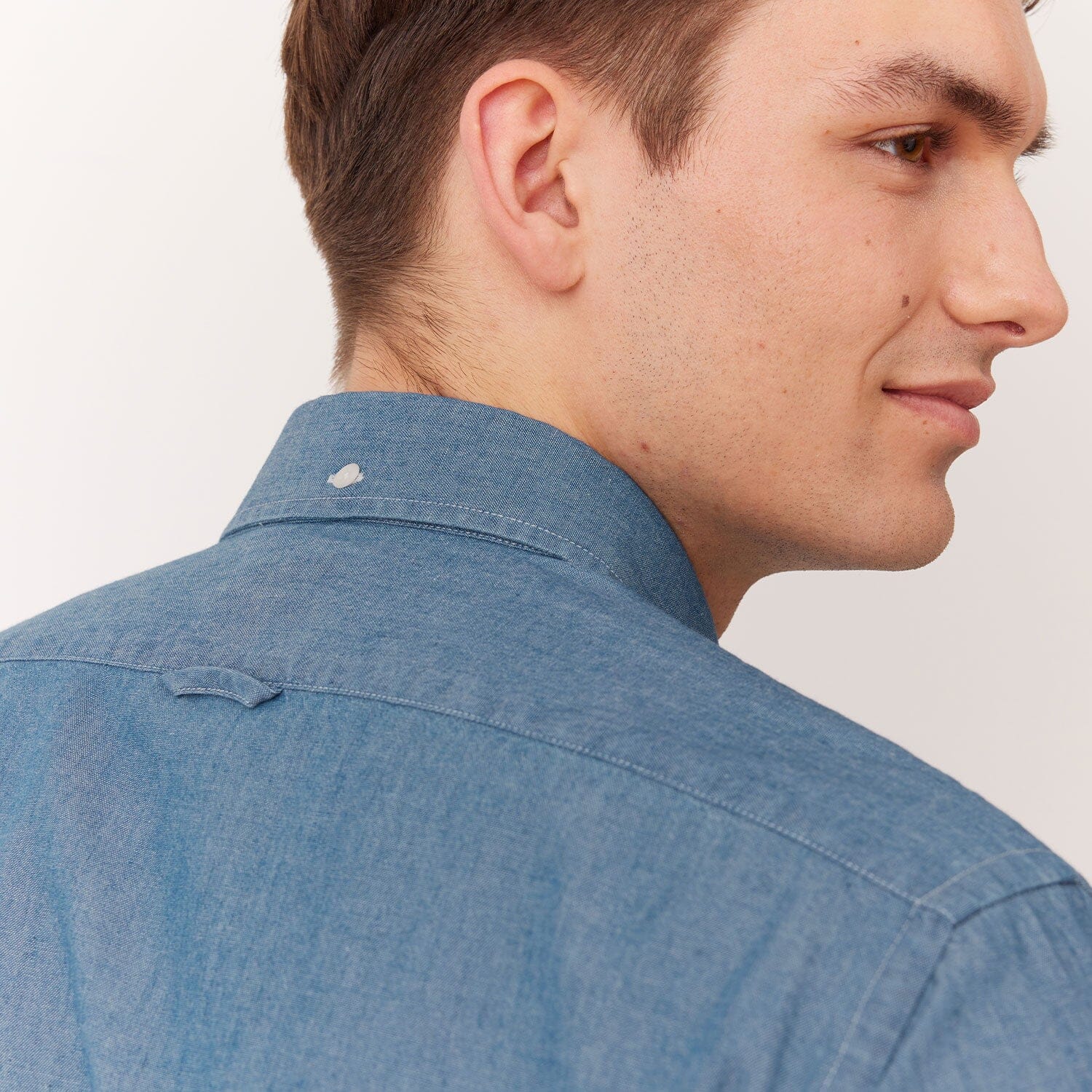 Chemise popover en chambray bleu denim