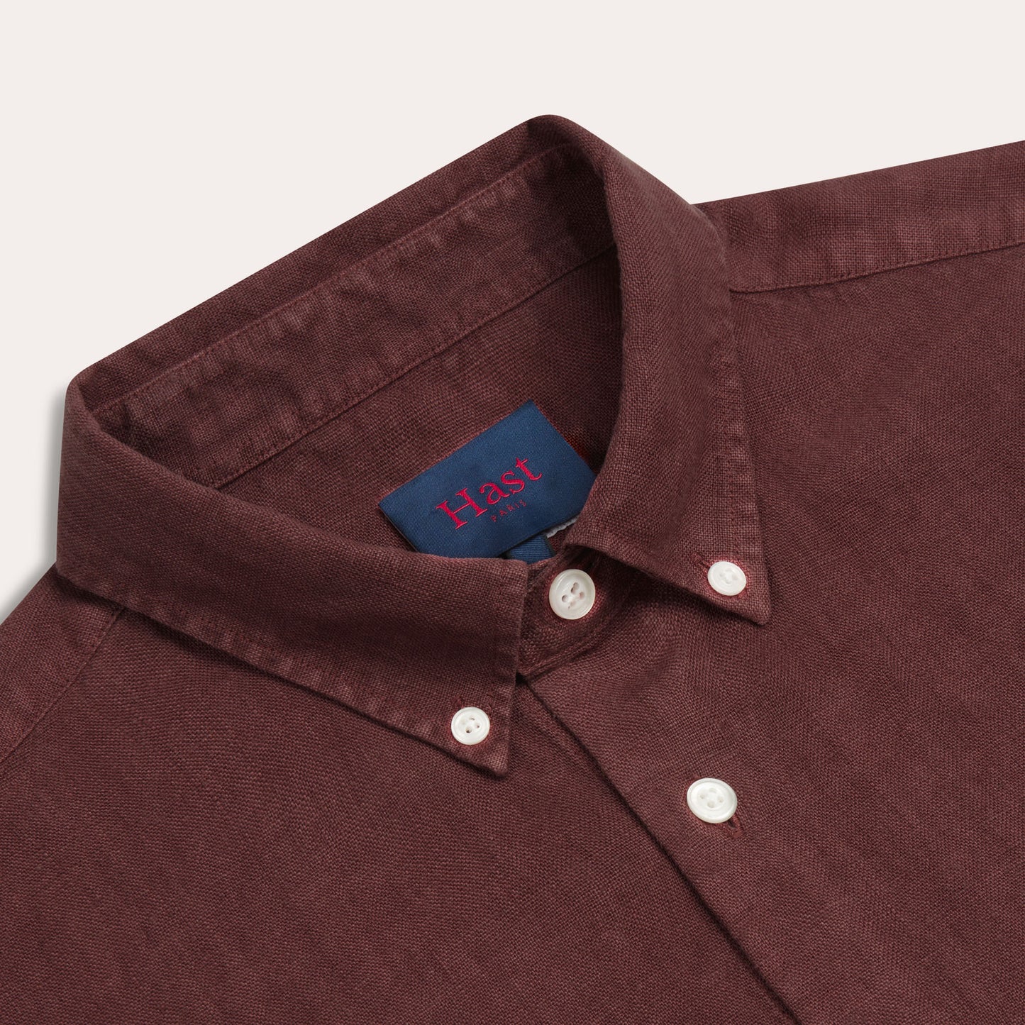 Chemise en lin bordeaux