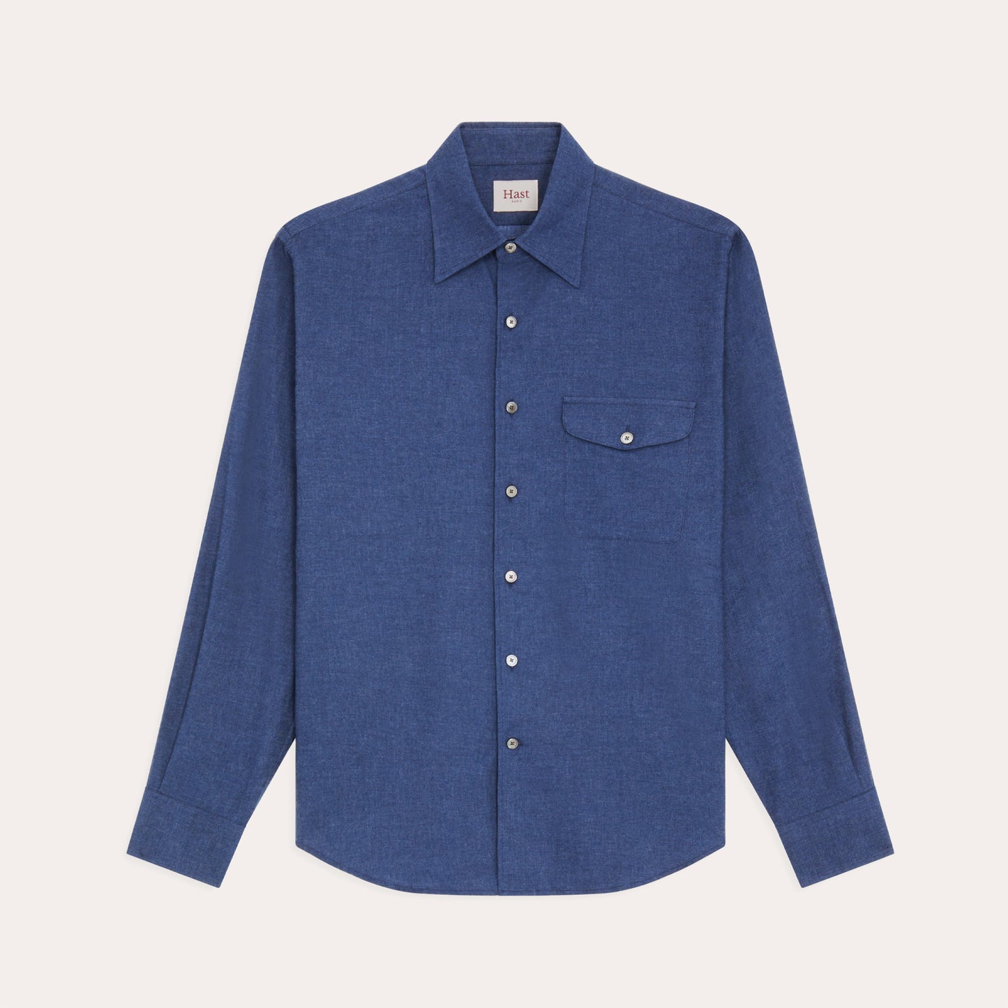 Chemise en coton et cachemire bleue