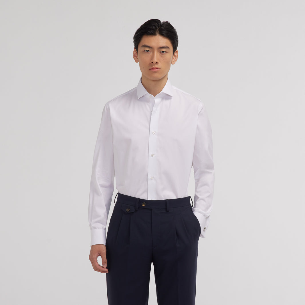 White double-twisted poplin shirt with French cuffs