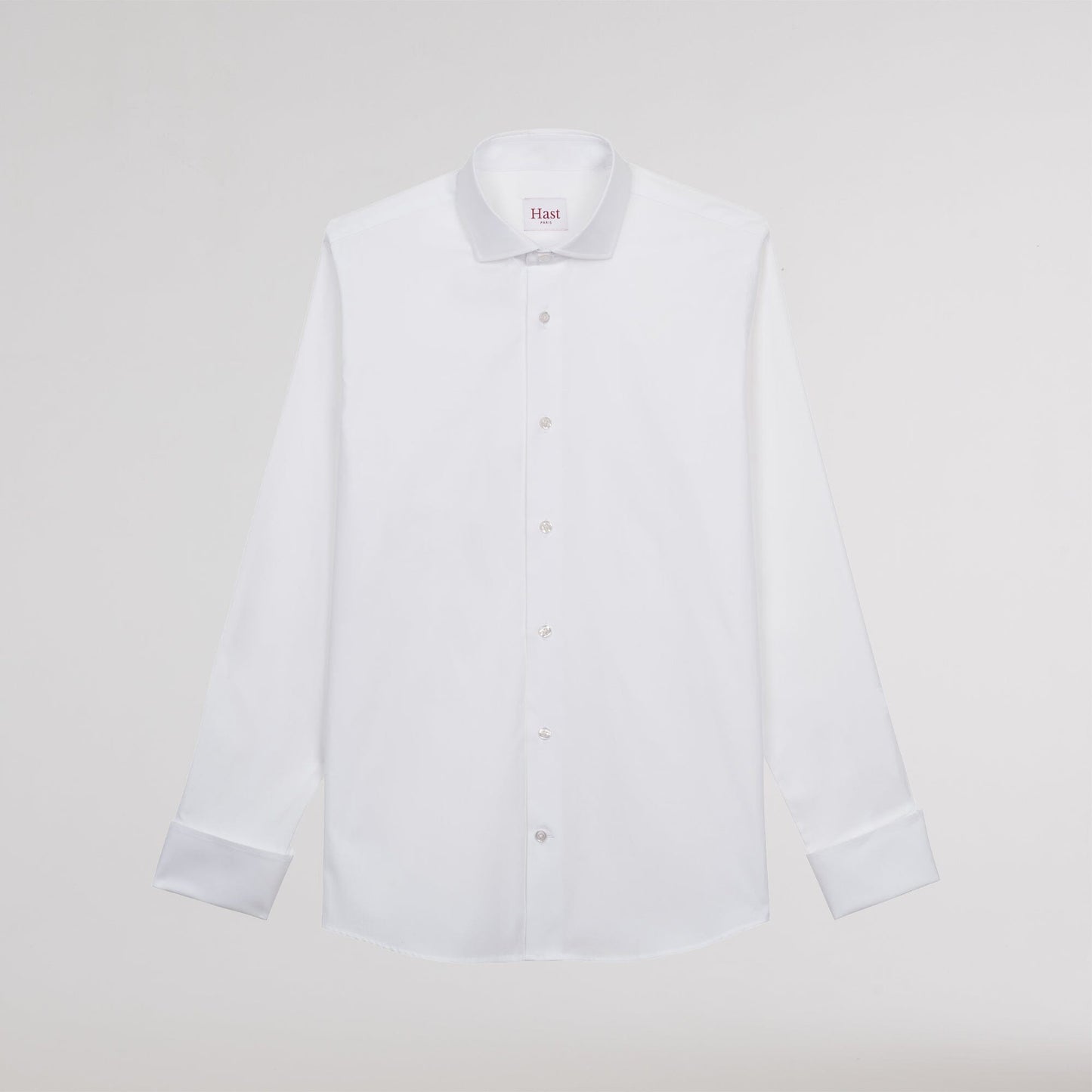 Chemise cintrée en oxford double retors blanche à poignets mousquetaires