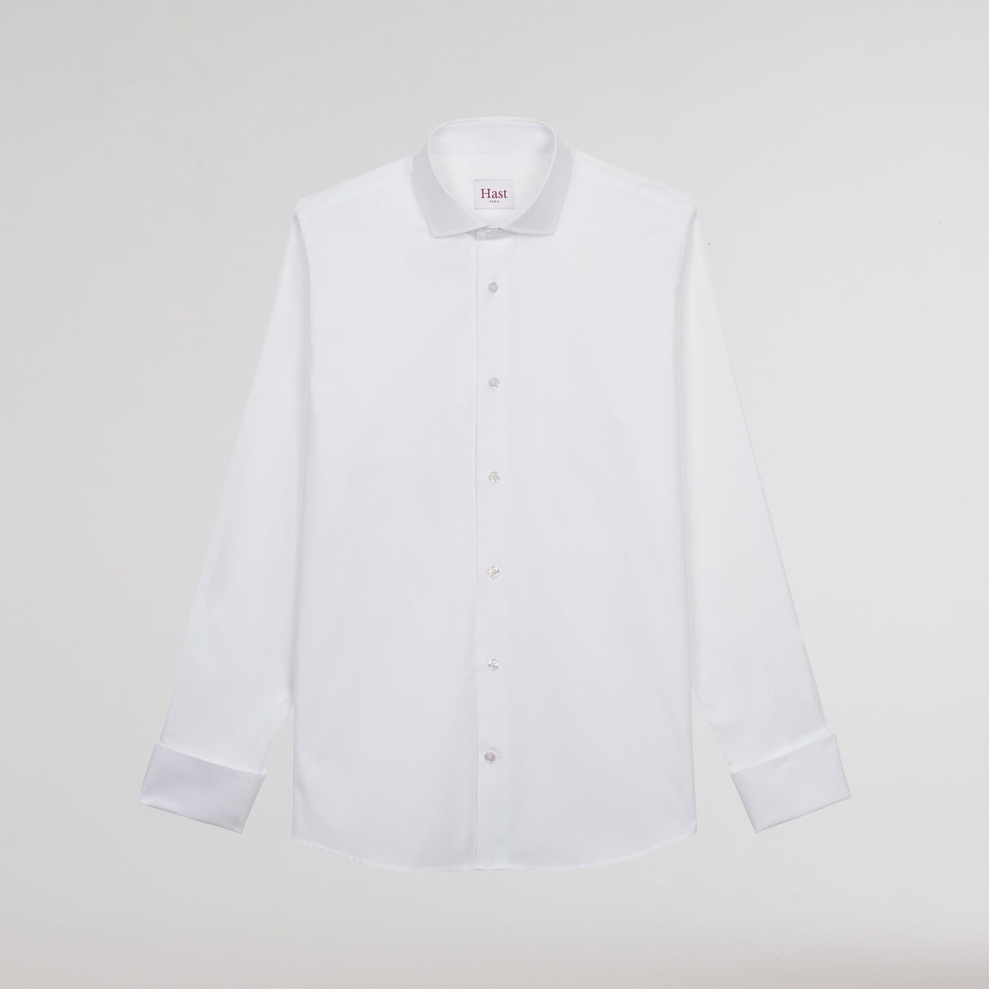 Chemise cintrée en oxford double retors blanche à poignets mousquetaires