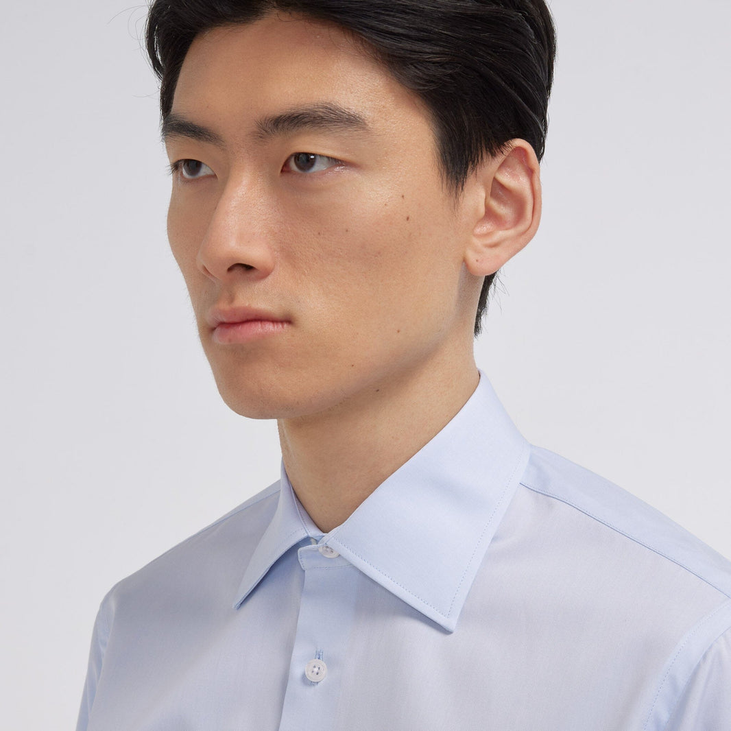 Sky blue double-twisted poplin shirt