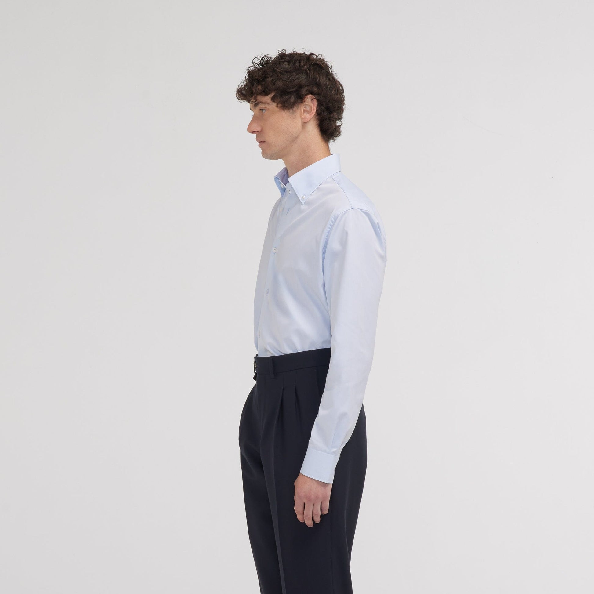 Chemise cintrée en oxford double retors bleu ciel