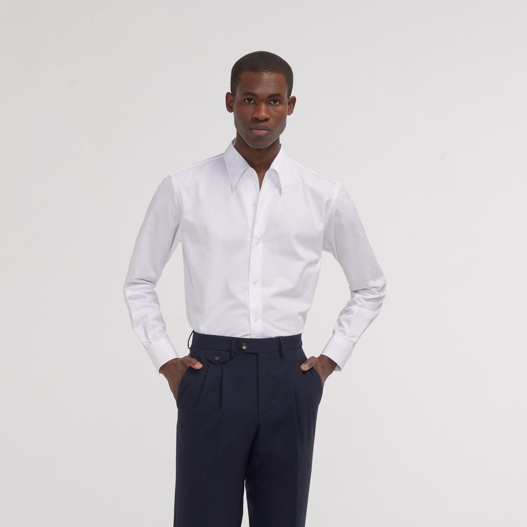 Fitted shirt in white double-twisted poplin