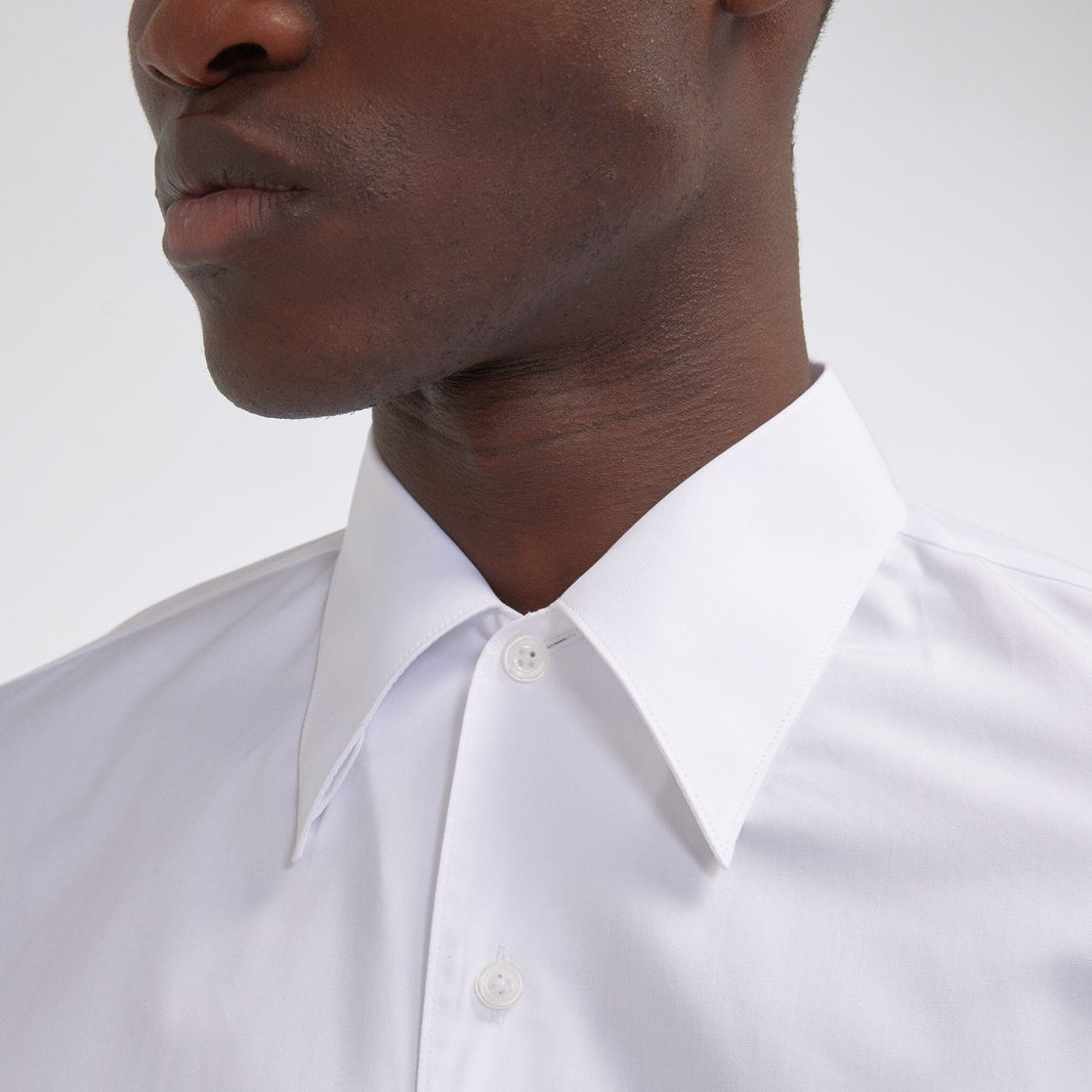 Fitted shirt in white double-twisted poplin