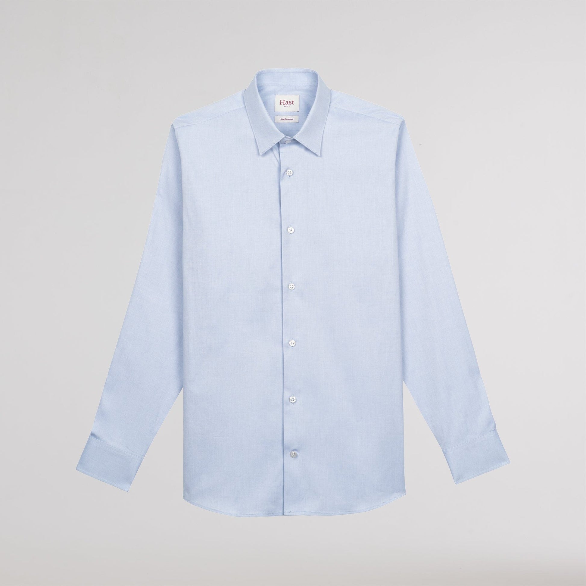 Chemise cintrée en oxford double retors bleu ciel