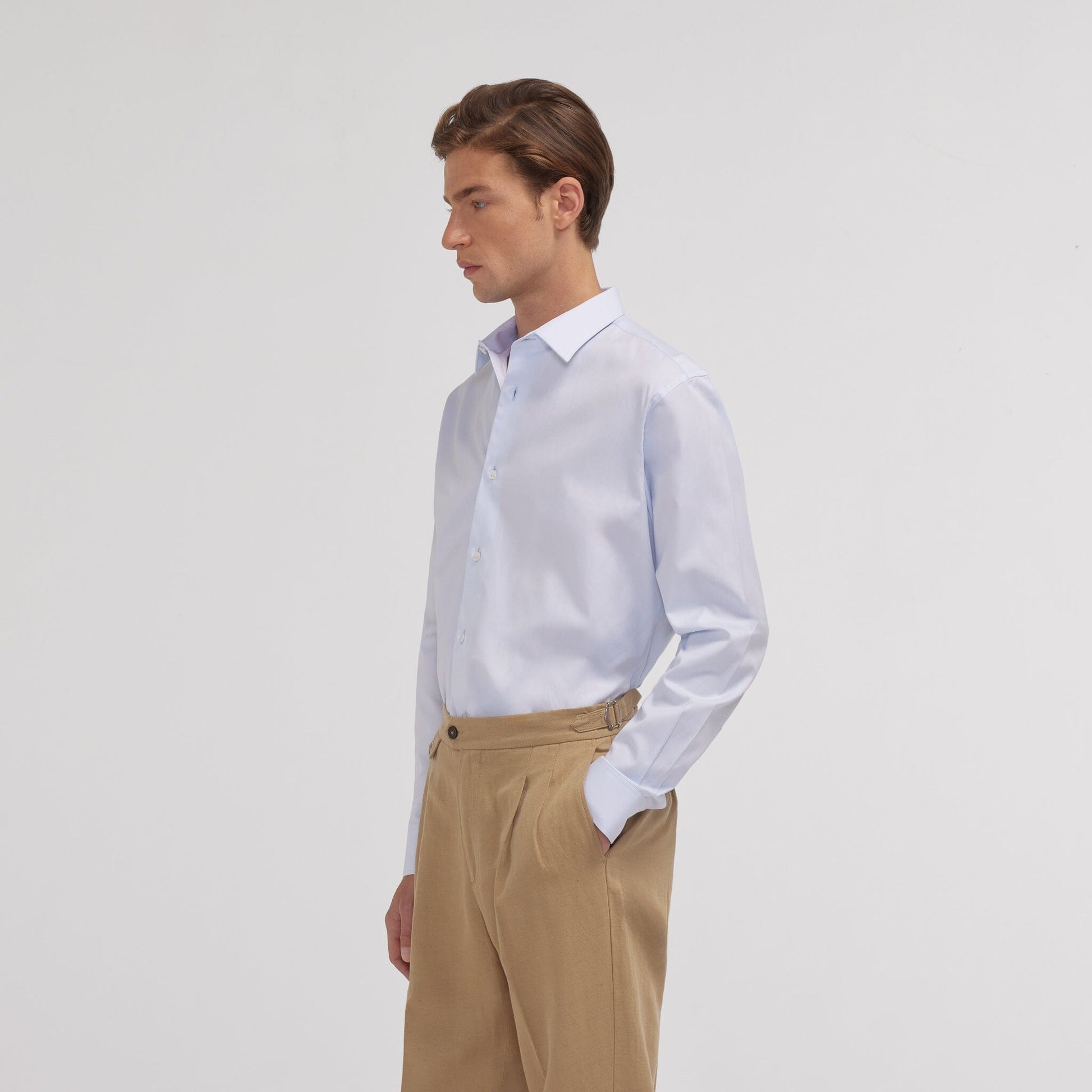 Chemise en oxford double retors bleu ciel