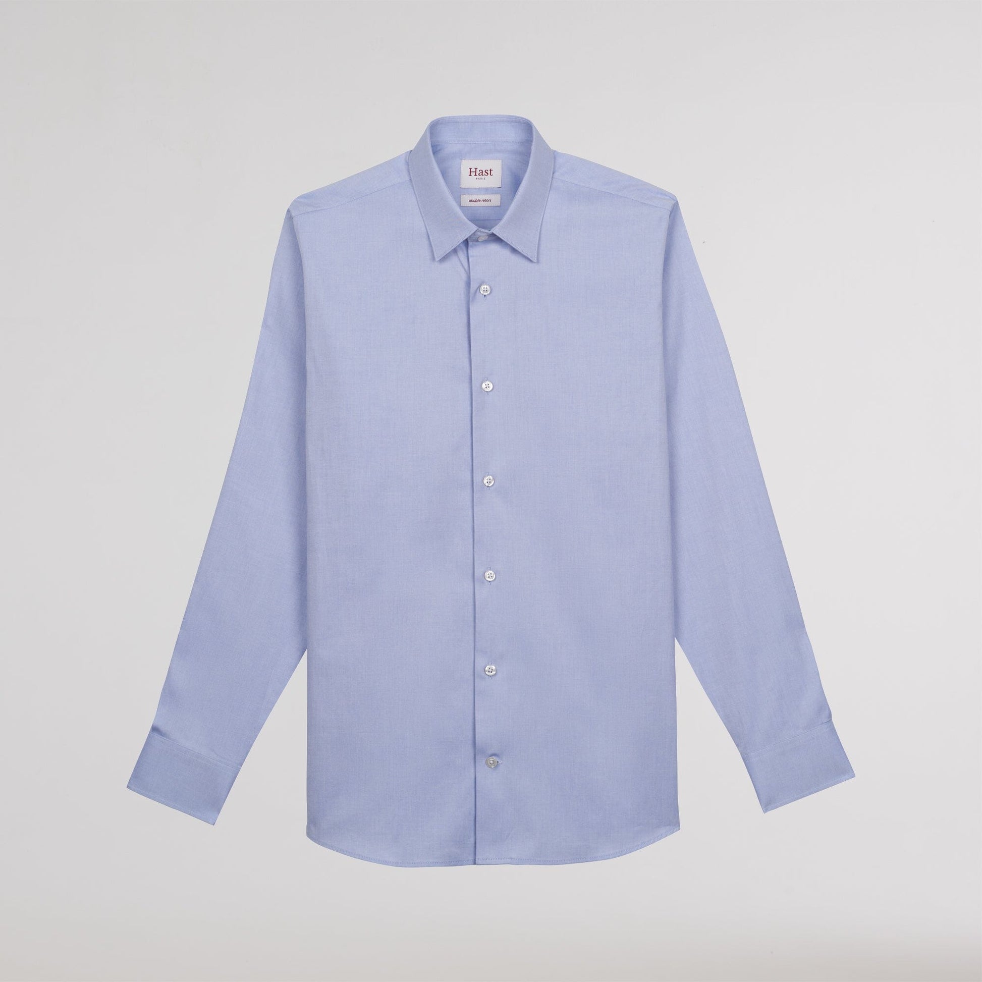 Chemise cintrée en oxford double retors bleue