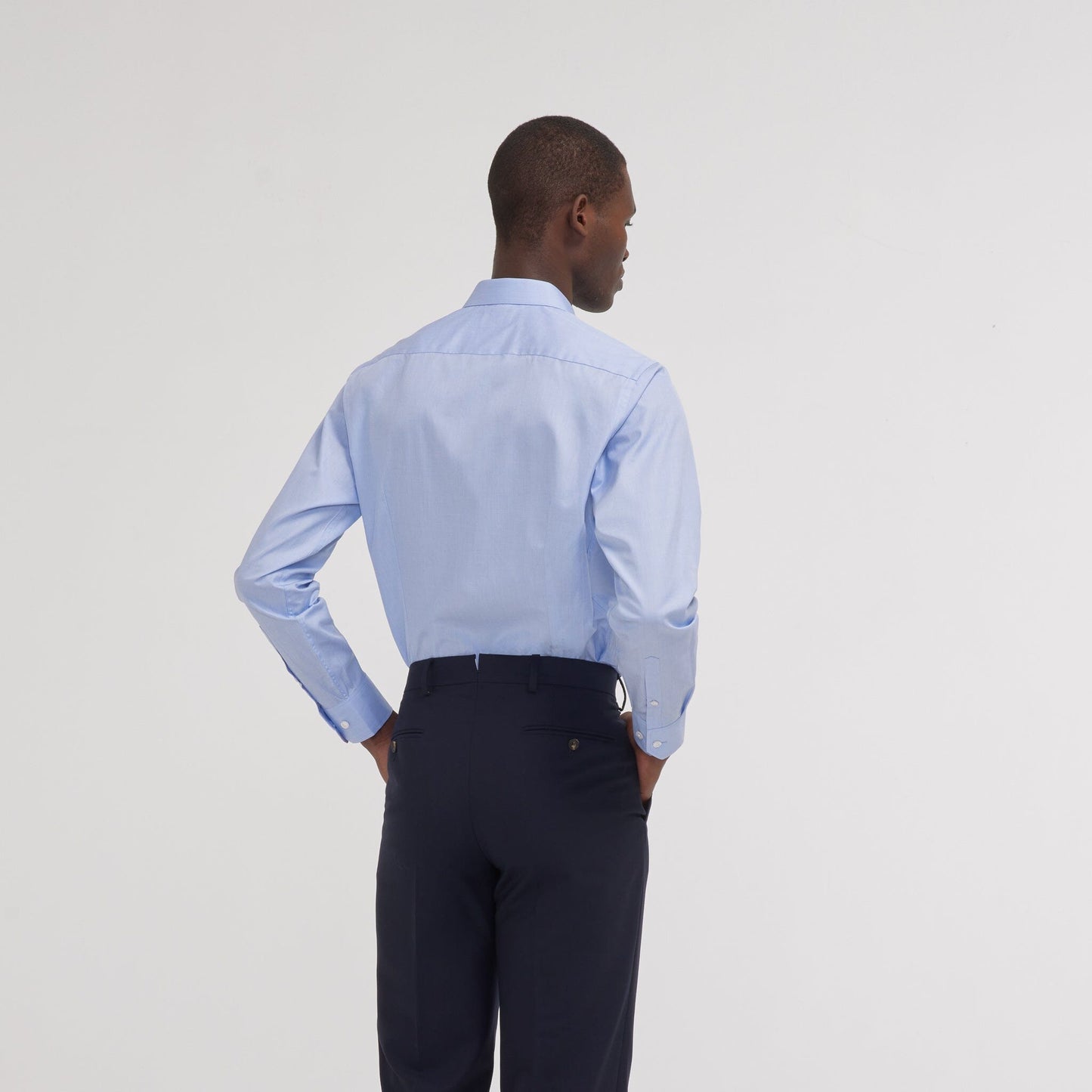 Blue double-twisted fil-à-fil fitted shirt