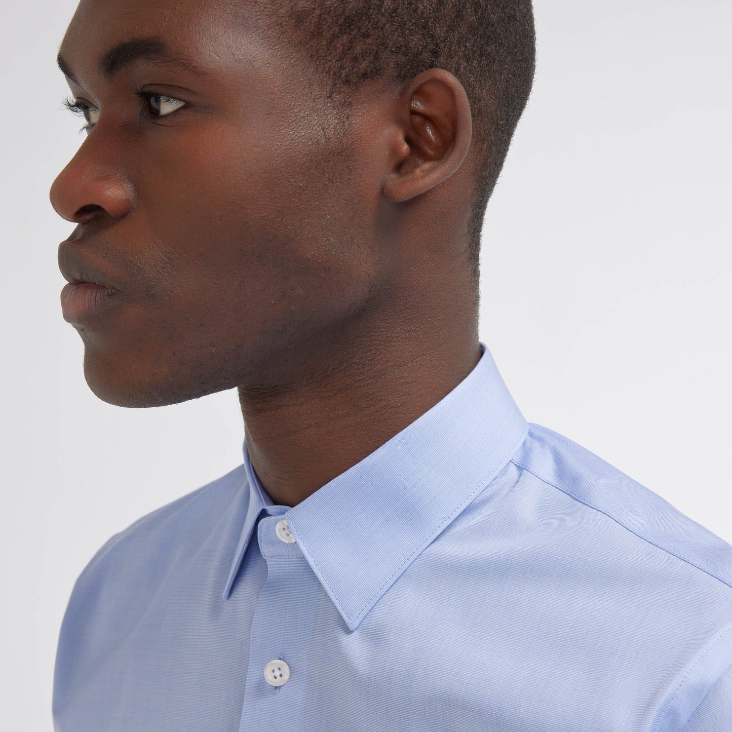 Blue double-twisted fil-à-fil fitted shirt