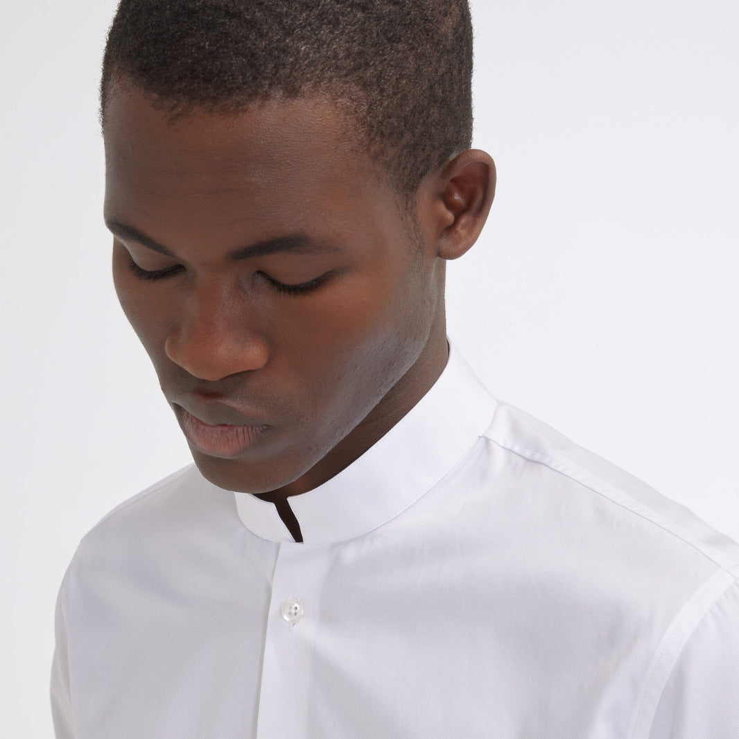 Fitted shirt in white double-twisted poplin