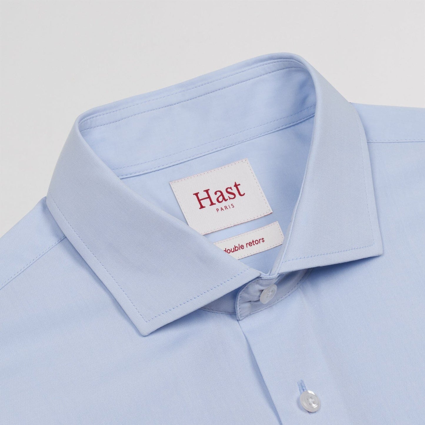 Fitted shirt in sky blue double-twisted poplin