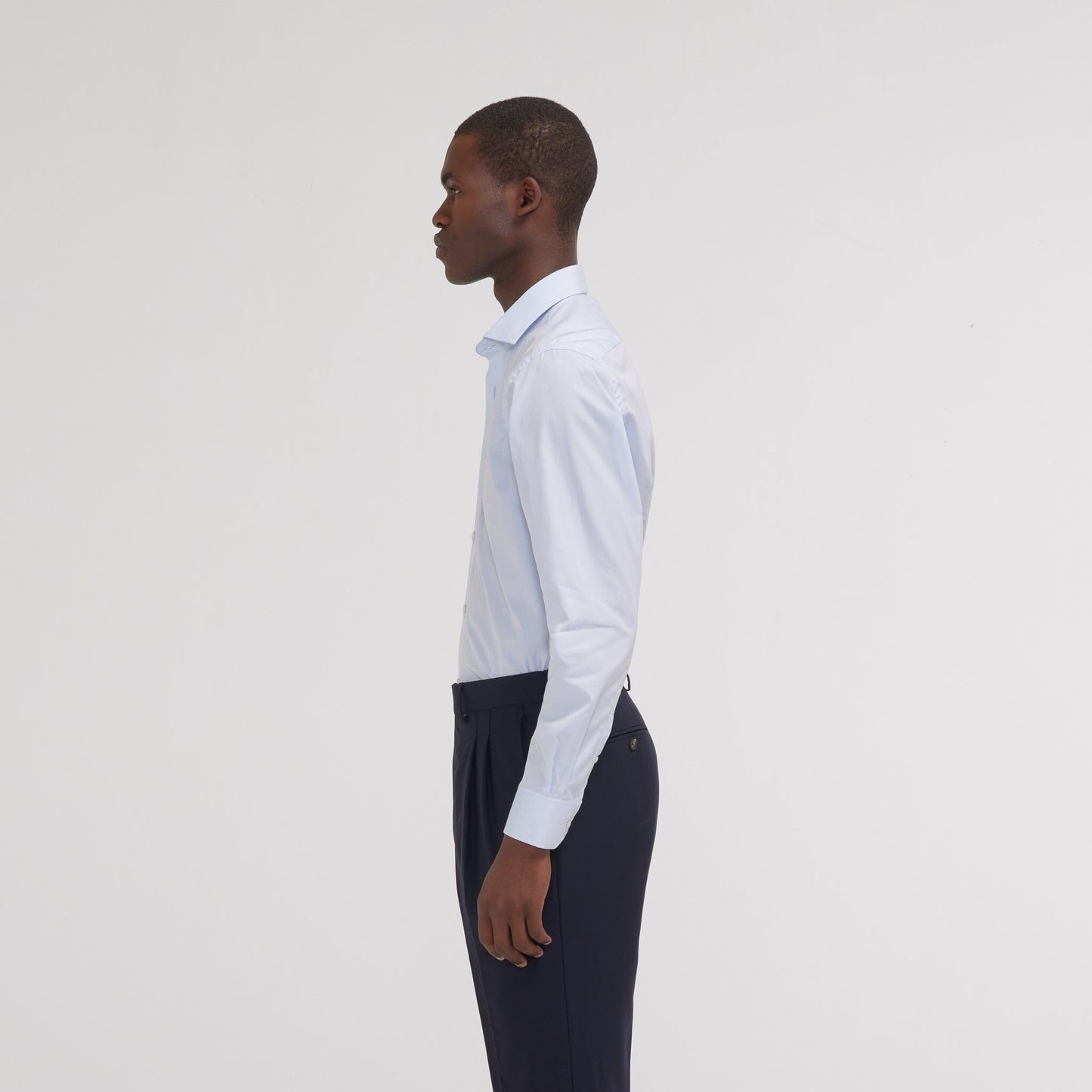 Fitted shirt in sky blue double-twisted poplin