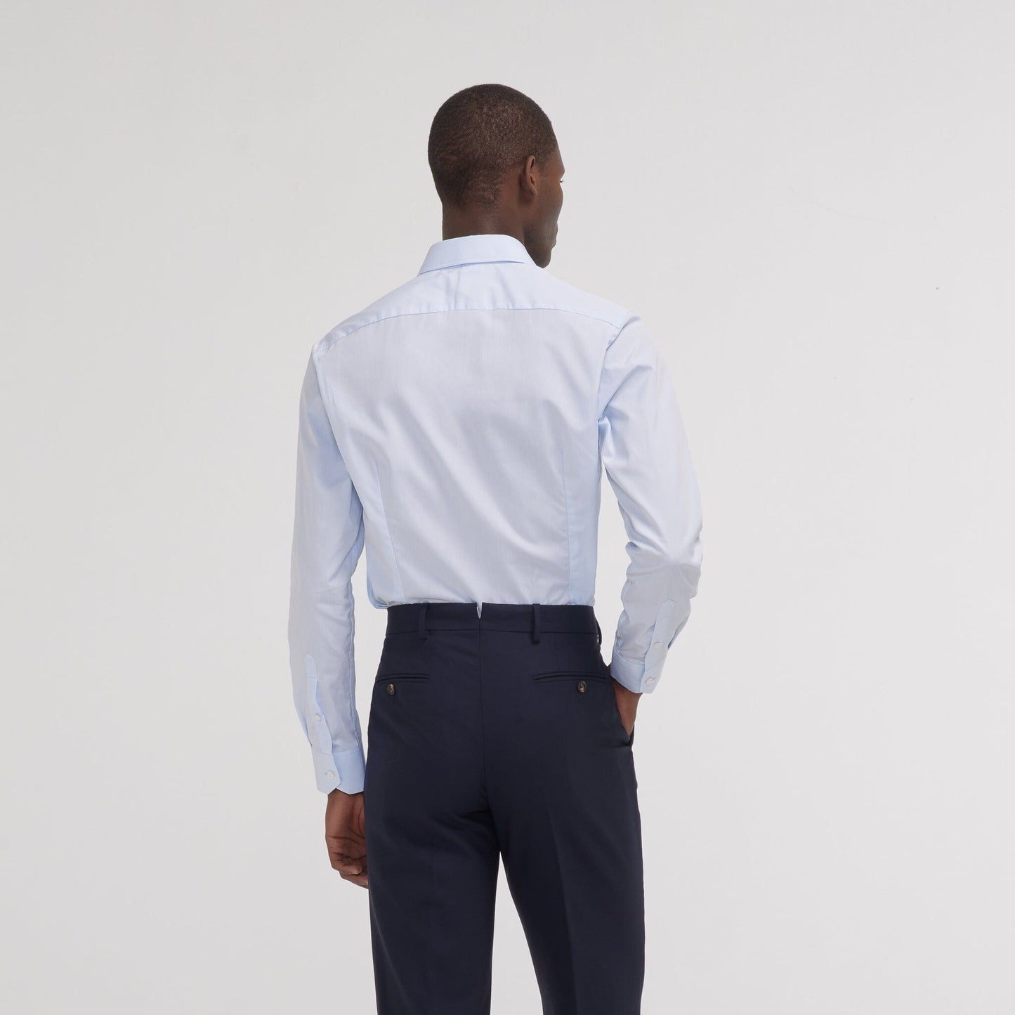 Fitted shirt in sky blue double-twisted poplin