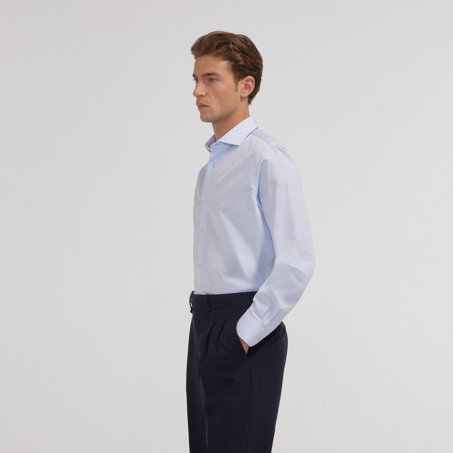 Sky blue double-twisted poplin shirt