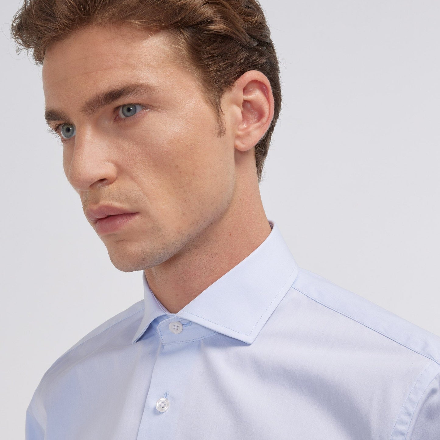 Sky blue double-twisted poplin shirt