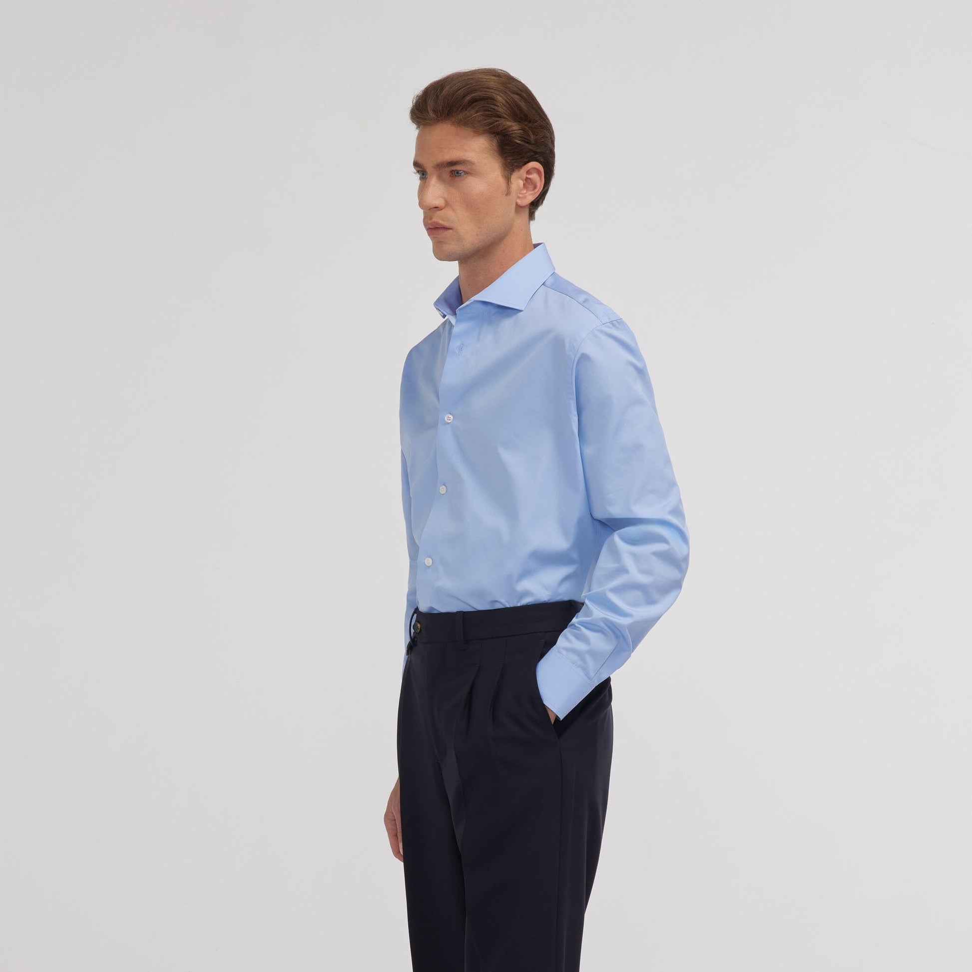 Chemise en popeline double retors bleue