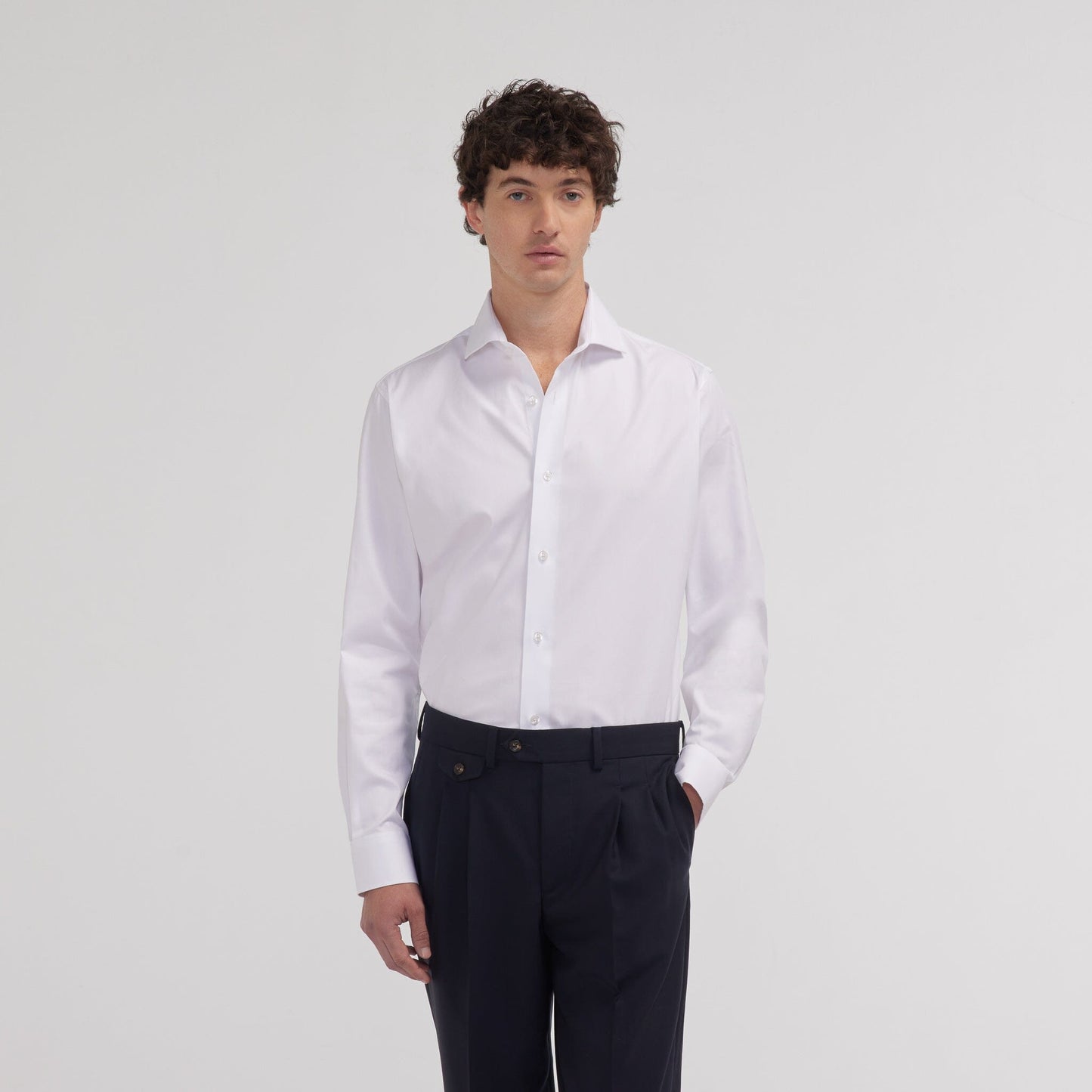 Chemise cintrée en oxford double retors blanche