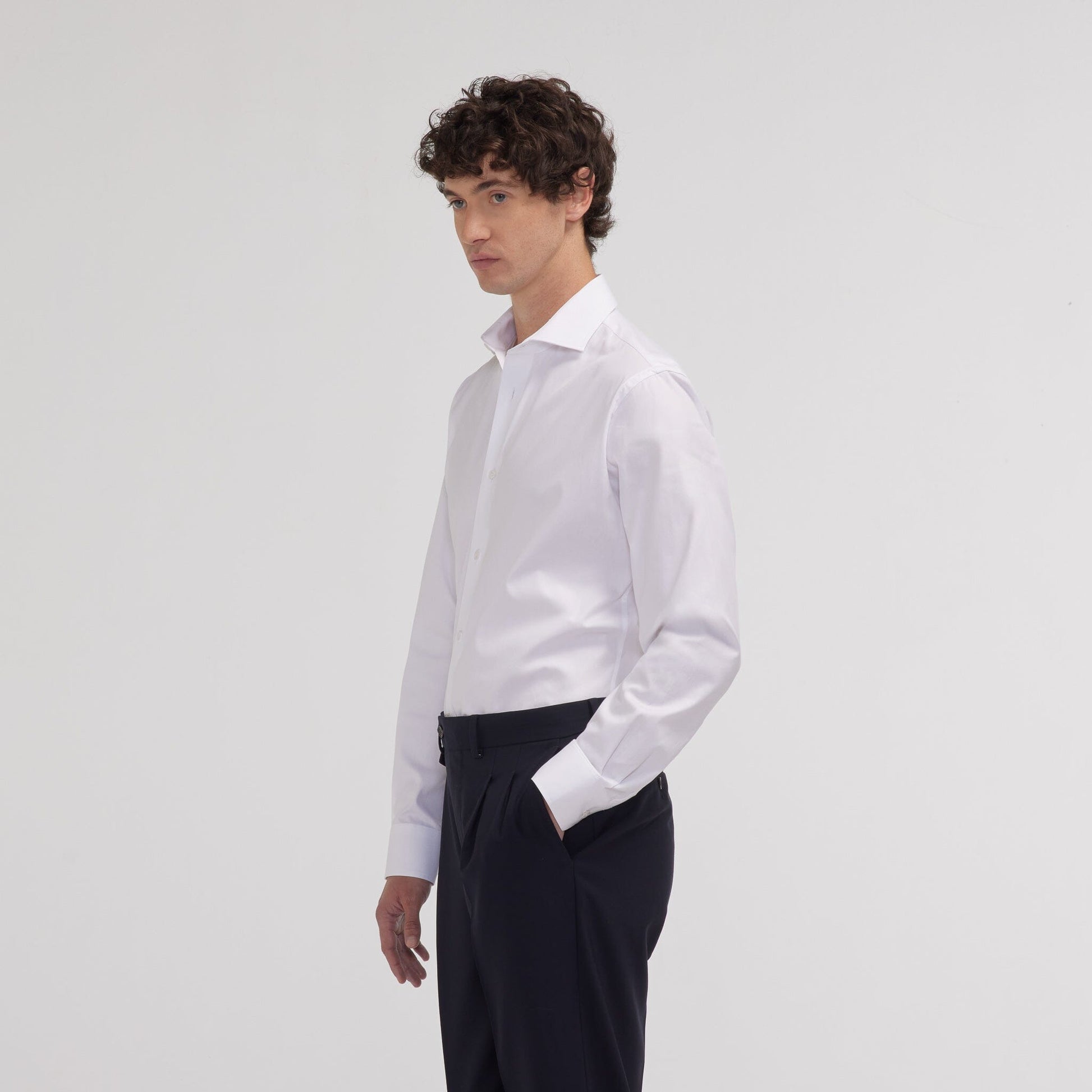 Chemise cintrée en oxford double retors blanche