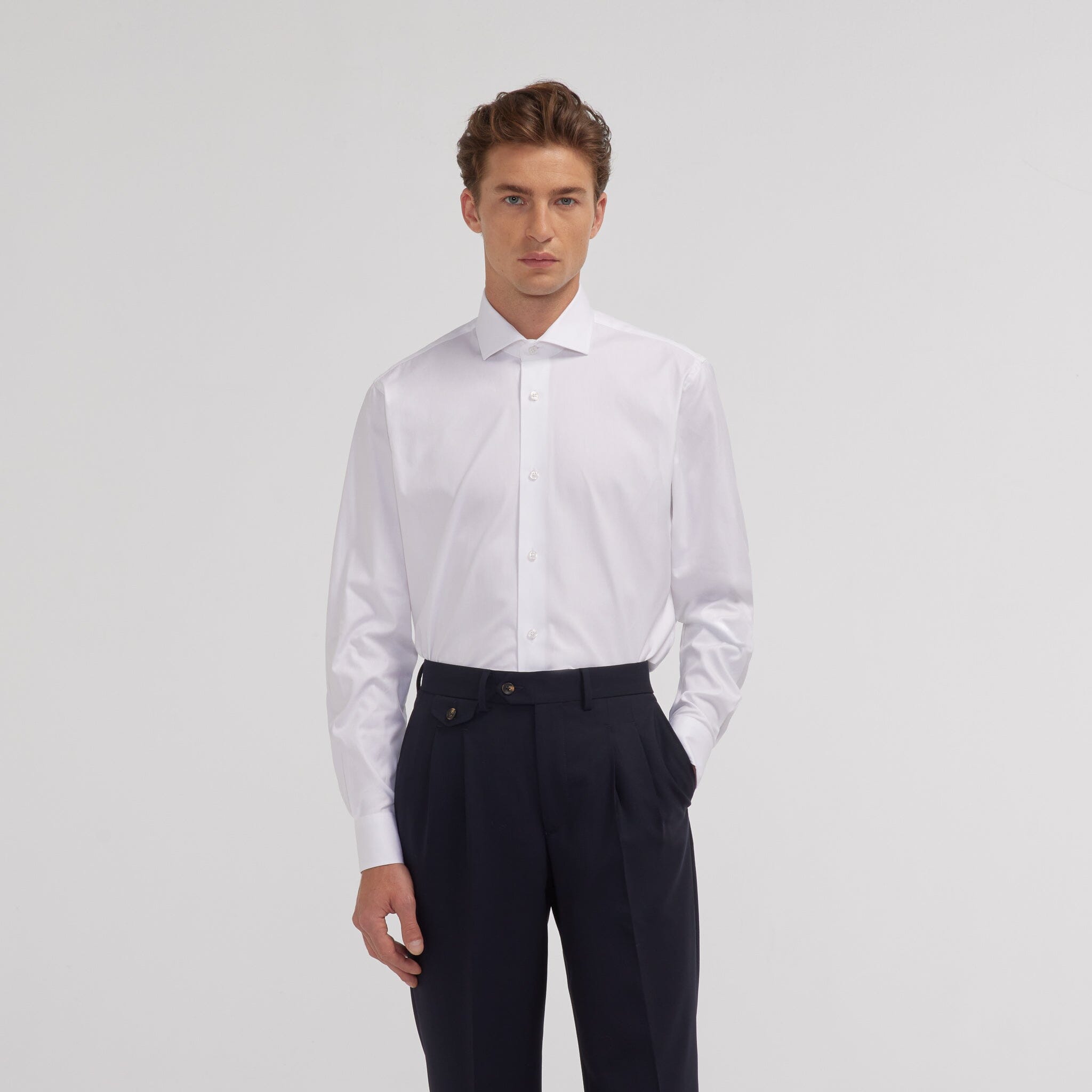 Chemise en oxford double retors blanche