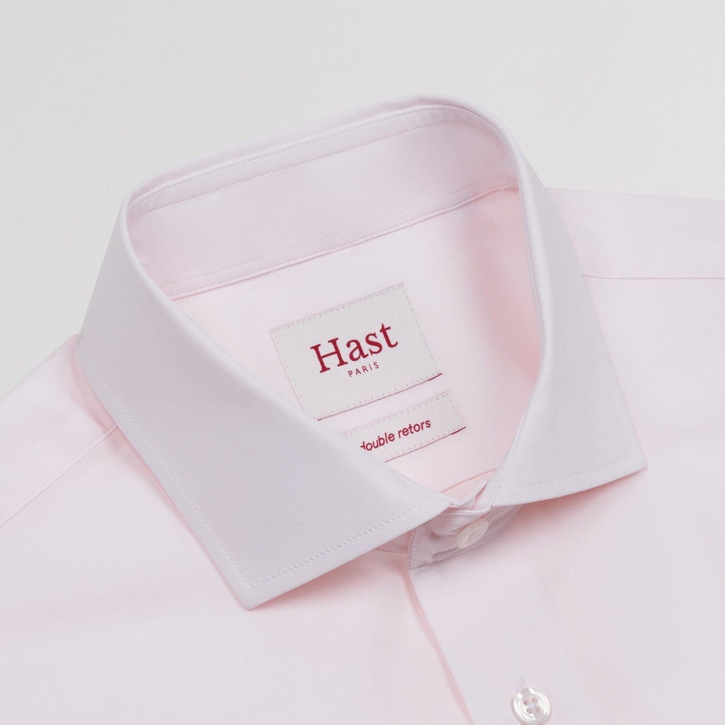 Fitted shirt in pale pink double-twisted poplin