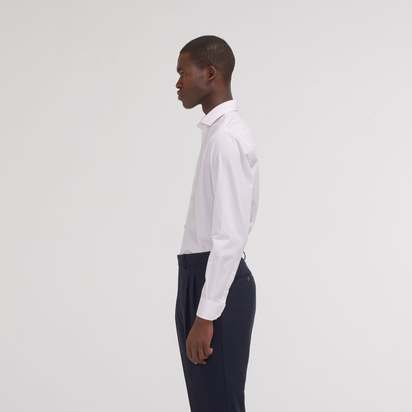 Fitted shirt in pale pink double-twisted poplin