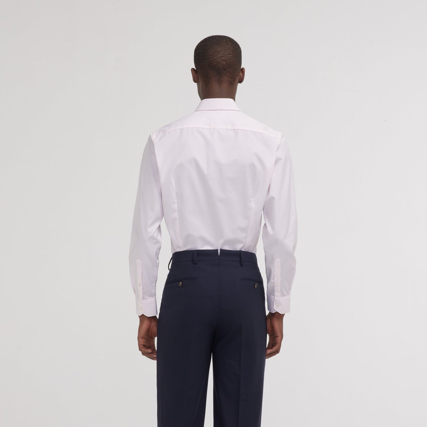 Fitted shirt in pale pink double-twisted poplin