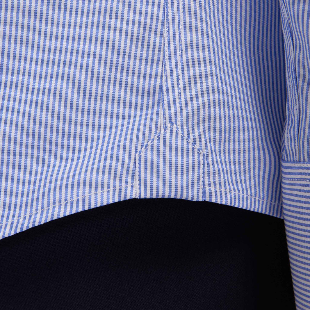 Chemise premium cintrée en popeline double retors à rayures bleues et blanches