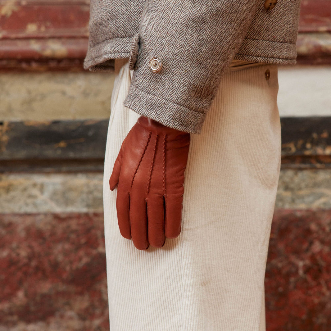 Light brown leather gloves