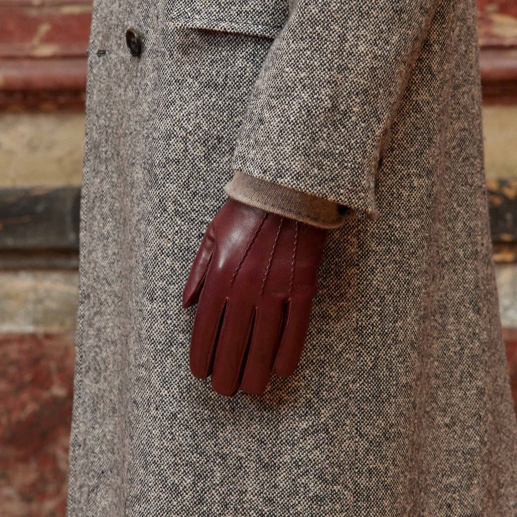 Burgundy leather gloves