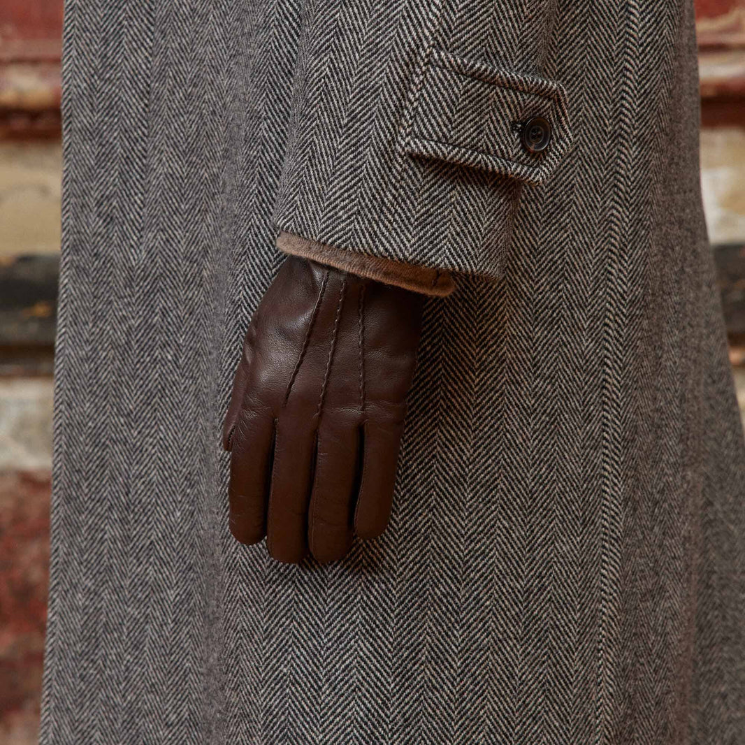 Brown leather gloves